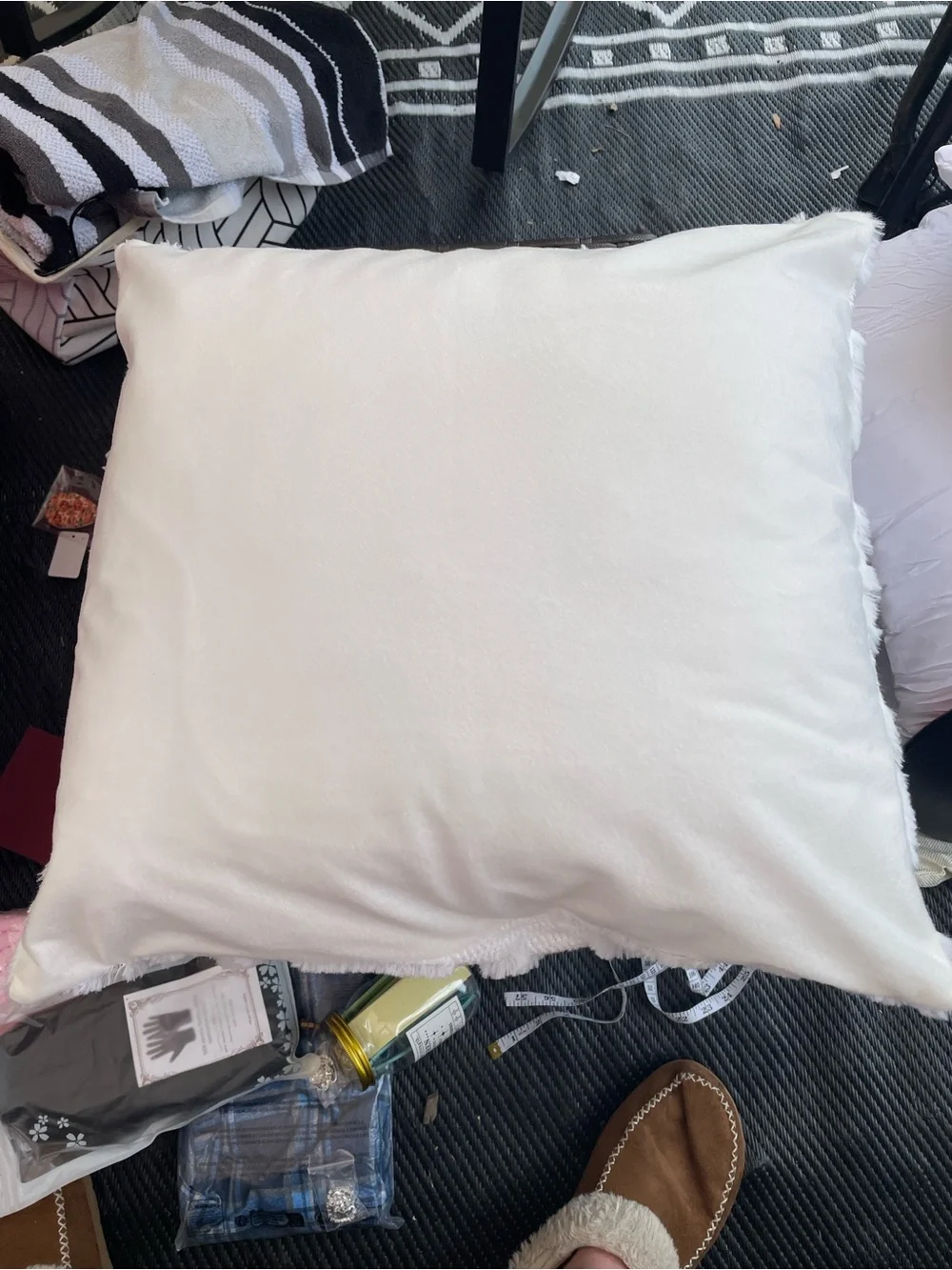 White Ghost Textured Throw Pillow, 16 x 16